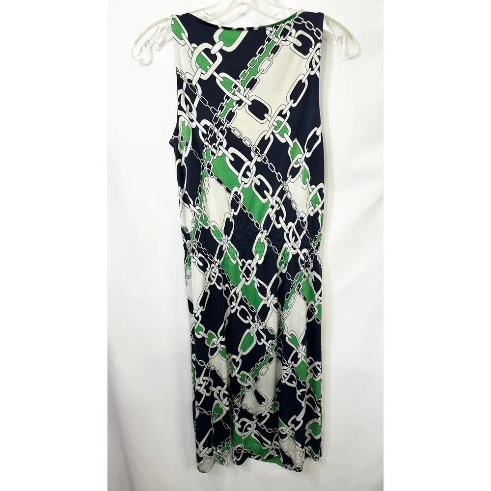 Tory Burch Small Dress Shift Chain Print Silk Sleeveless Beach Vacation 206